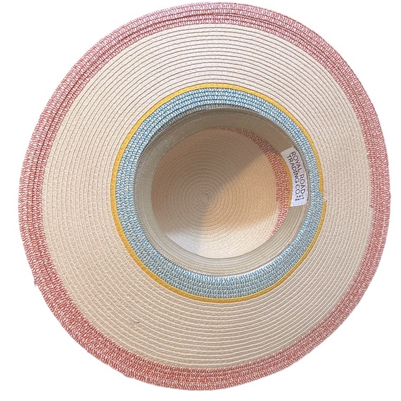 Royal Road Trading Company Turquoise Stone Beaded Band Straw Wide Brim Sun Hat - Picture 8 of 11